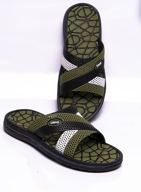 Шлепанцы мужские хаки Olip сеточка летние прочные Одесса - изображение 3
