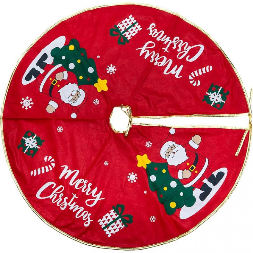 Коврик юбка под елку &quot;Merry christmas&quot;, 90см, на завязках, Красный Вінниця - фото 1