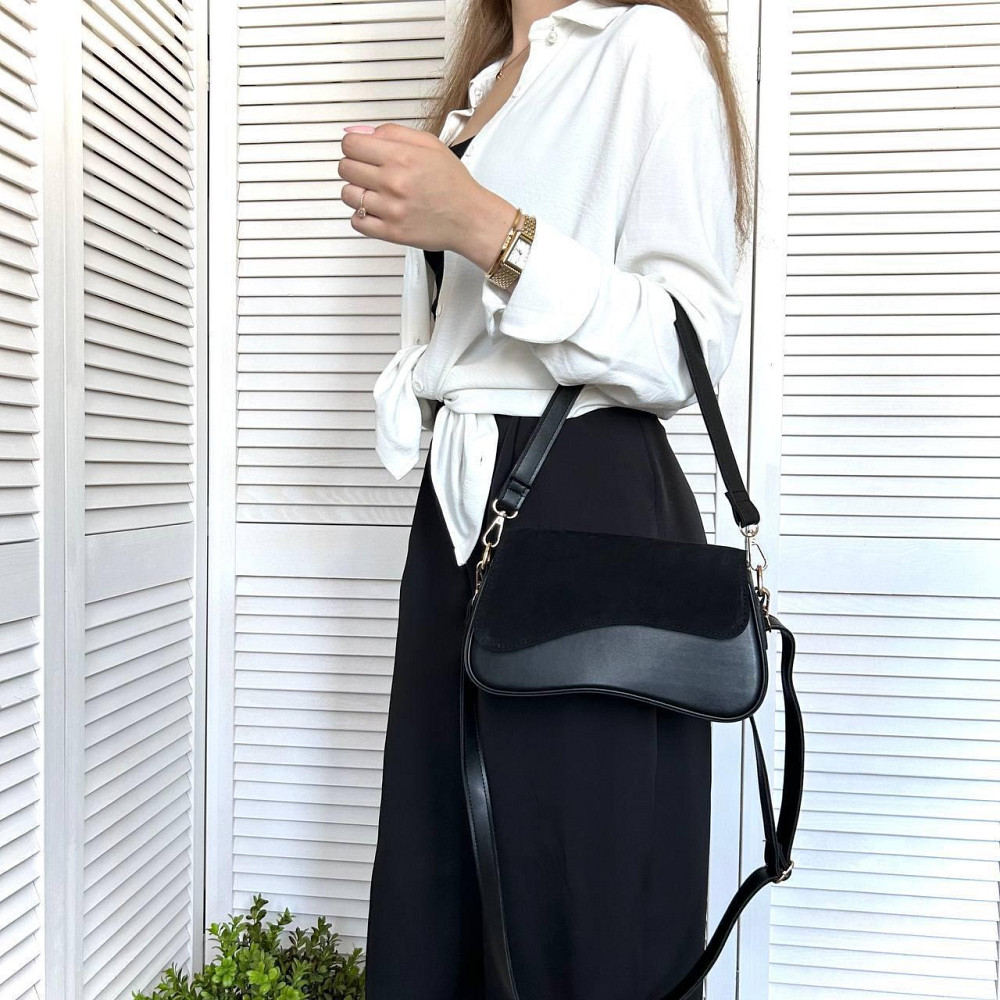 Красивый, стильный клатч. НАТУРАЛЬНАЯ ЗАМША+эко кожа. Черный. 301-41 Киев - изображение 3