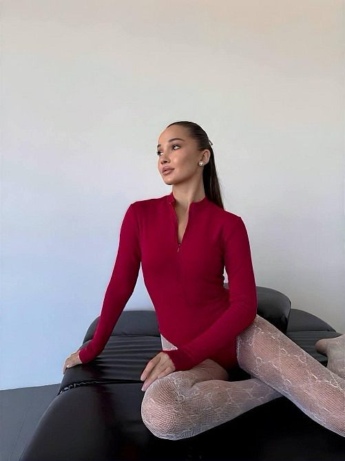 Женский теплый базовый боди на молнии джерси на флисе Бордовый, 46/48 Одесса - изображение 2