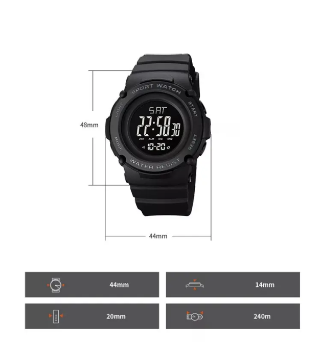 Спортивний наручний годинник Skmei 1957 (Чорний з чорним циферблатом) Вінниця - фото 7