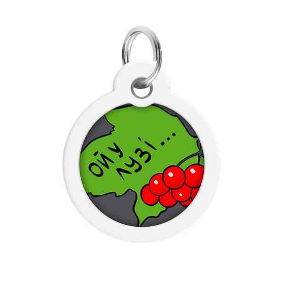 Адресник для собак і котів металевий WAUDOG Smart ID з QR-паспортом, малюнок "Каліна", круг, Д 30 мм Вінниця