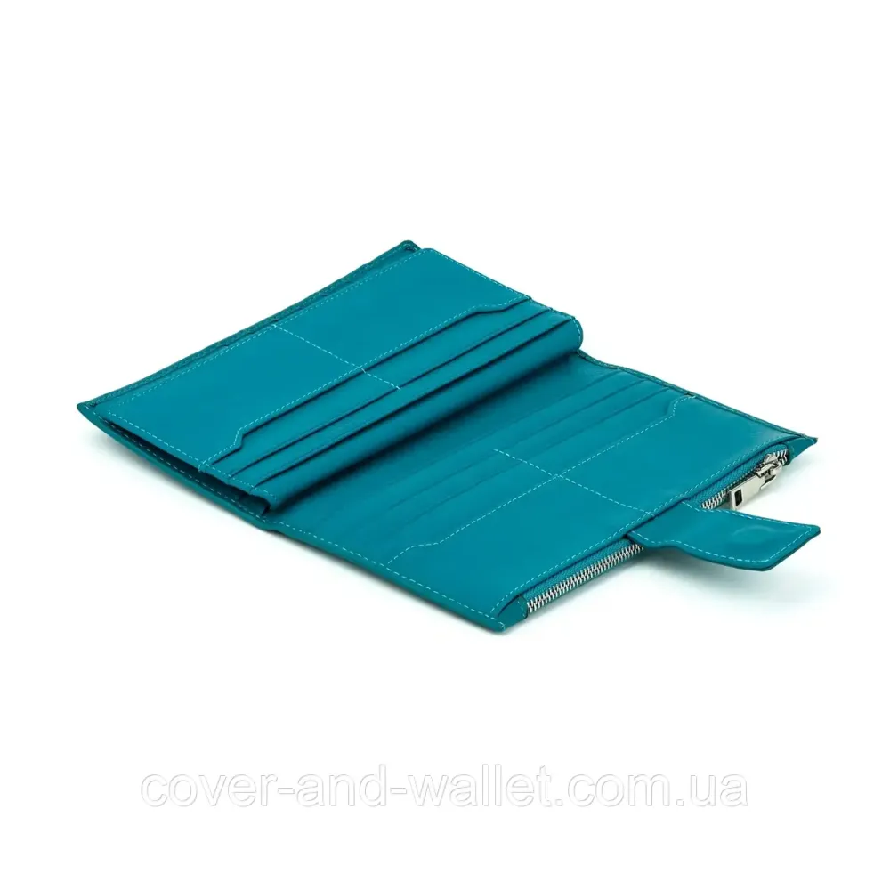 Бірюзовий жіночий гаманець купюрник із натуральної шкіри на магніті і блискавці Marco Coverna 0134 Київ - фото 8