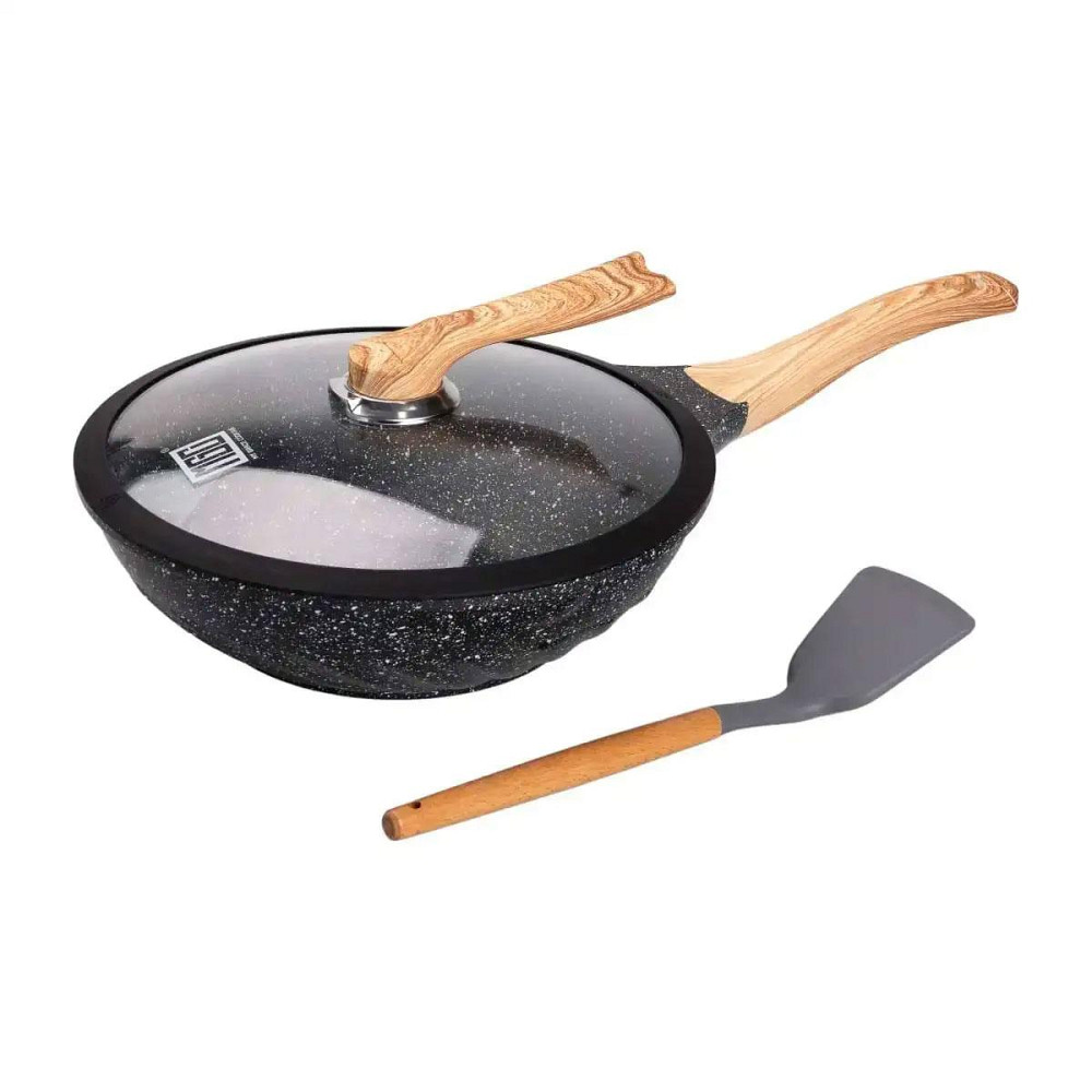 Алюминиевая сковорода 5,5 л, мраморное антипригарное покрытие, Ø 30 см, с лопаткой для приготовления MGC HP-4-448 Киев - изображение 1