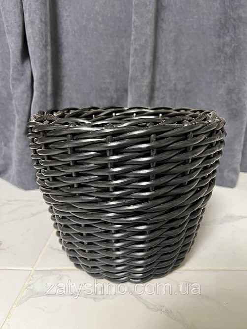 Чорний ротанговий кошик плетений Київ - фото 1