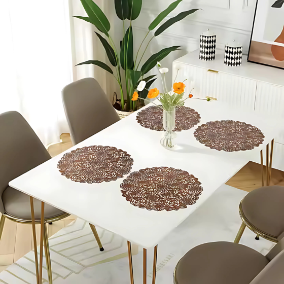 Сервировочная салфетка круглая под горячее, коврик сервировочный розово-золотистый набор 2 шт Каменец-Подольский