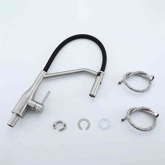 Смеситель для кухни GAPPO G4098-15 с гибким изливом, сатин/черный Киев