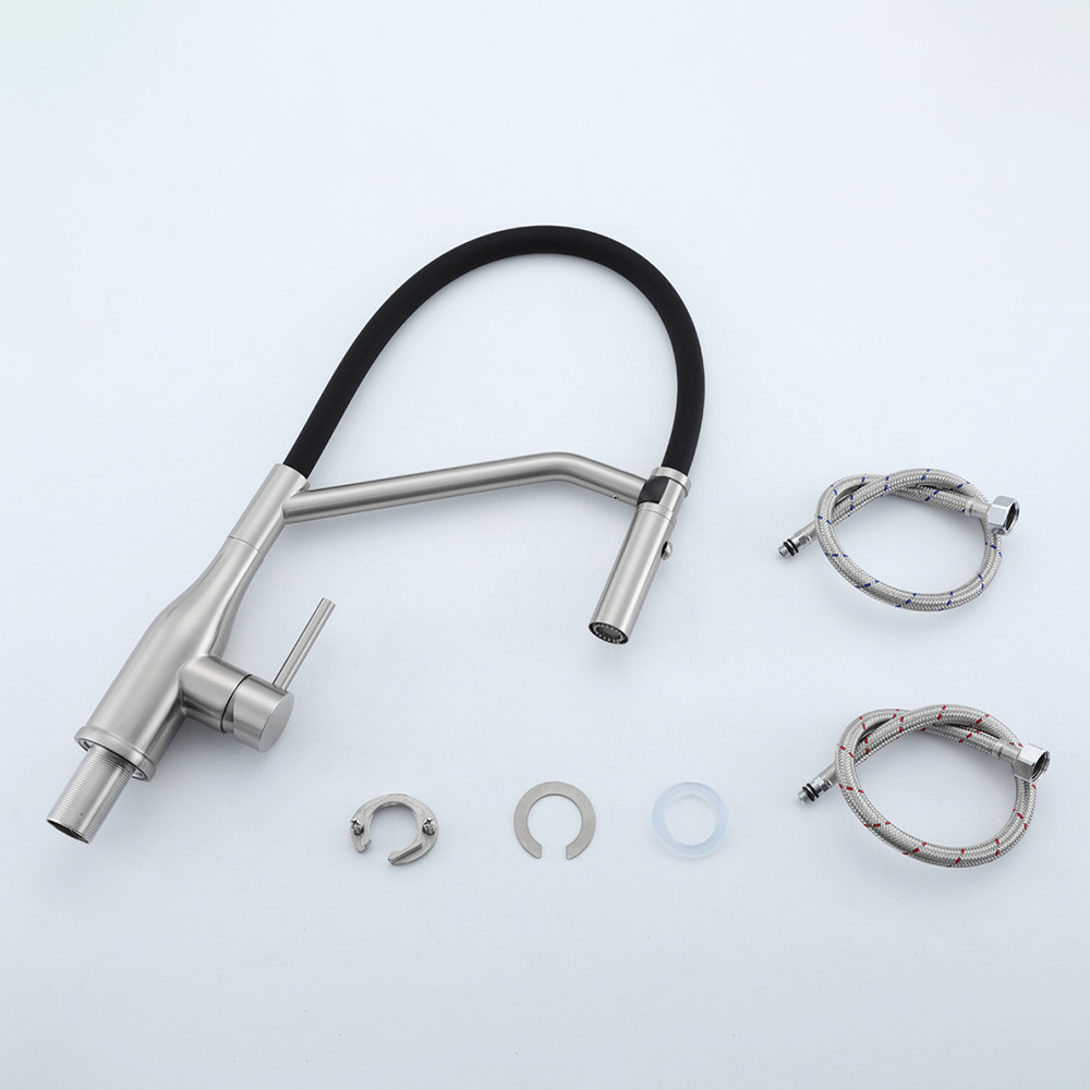 Смеситель для кухни GAPPO G4098-15 с гибким изливом, сатин/черный Киев - изображение 5