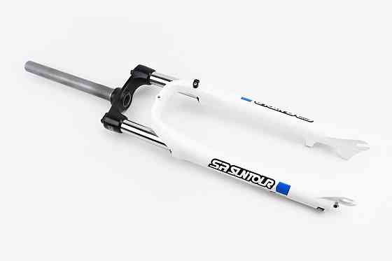 Вилка 27,5" амортизаційна, без різьби 1-1/8" (28,6мм), шток 255мм, з ходом 80мм, Disk-brake, Preload, алюмінієва, біла XCE 28 Київ