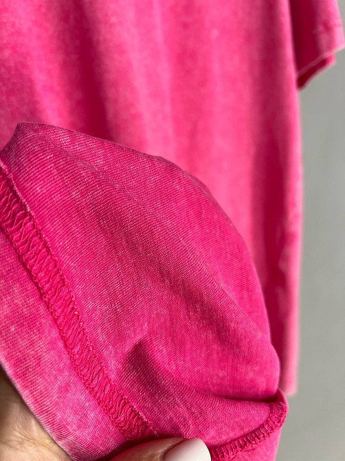 Футболка жіноча A-N 48020 базова оверсайз подовжена вільний крій варена тай дай one size, рожевий, one size Київ - фото 9