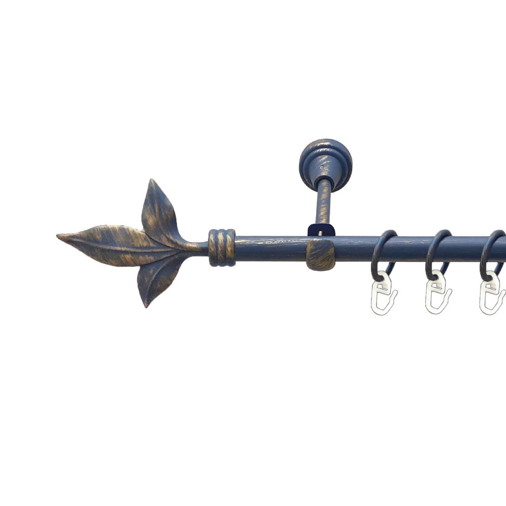 Карниз Orvit Листок Лілії металевий однорядний відкритий Блакить Золота 16 мм 200 см (00-00009143) Львів - фото 1