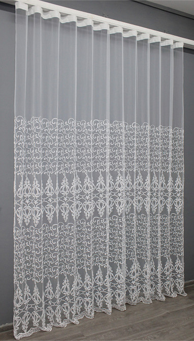 Тюль фатин с вышивкой, цвет белый 1414т Киев - изображение 7