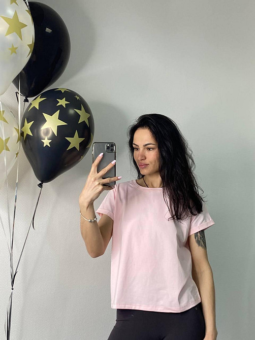 Базовая футболка женская однотонная Светло-розовый XXL Харьков - изображение 1
