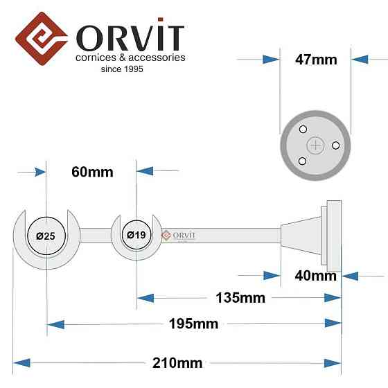 Тримач Orvit ВІДКРИТИЙ дворядний до стіни 25\19 мм ОНІКС Львов