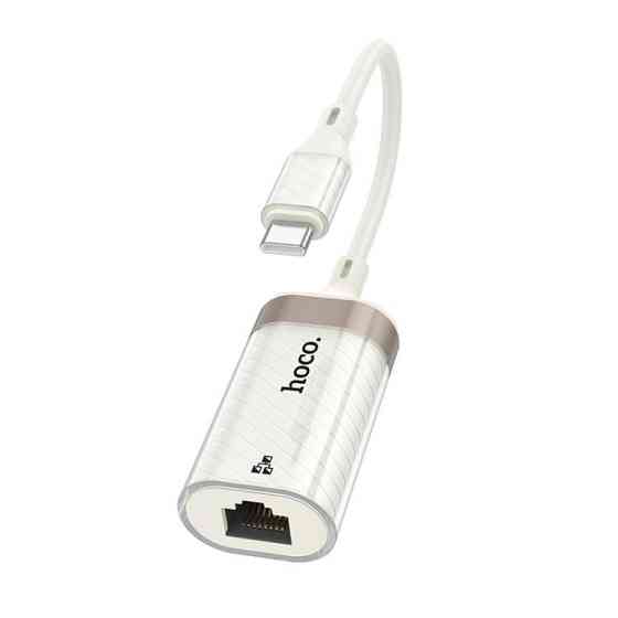 Кабель-переходник HOCO UA41 UA41B Crystal Type-C ethernet adapter(100 mmbps) apricot Киев