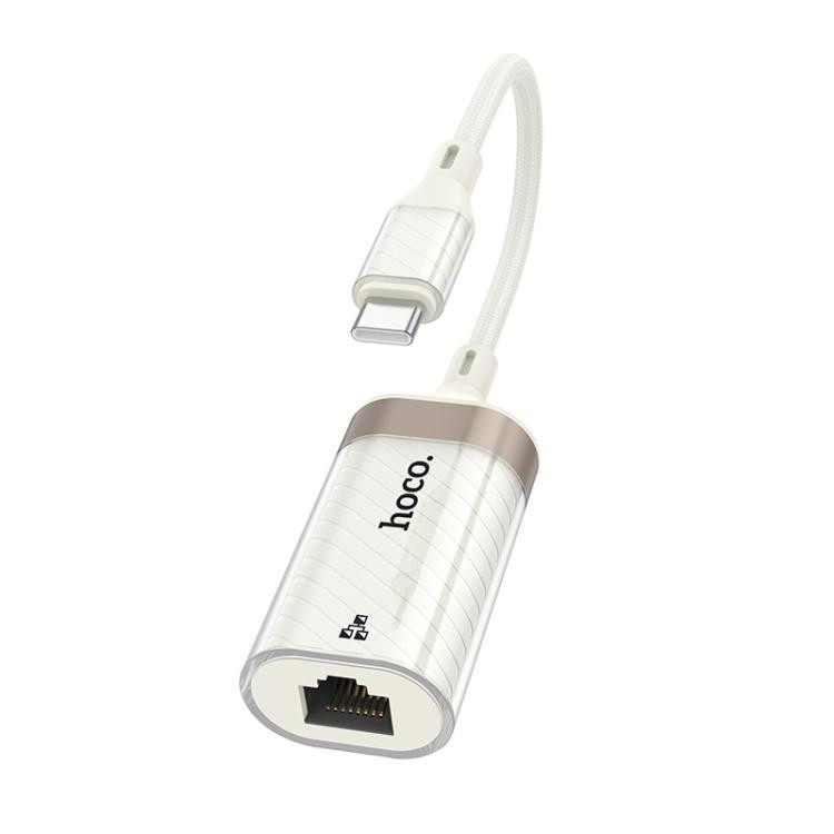 Кабель-переходник HOCO UA41 UA41B Crystal Type-C ethernet adapter(100 mmbps) apricot Киев - изображение 1