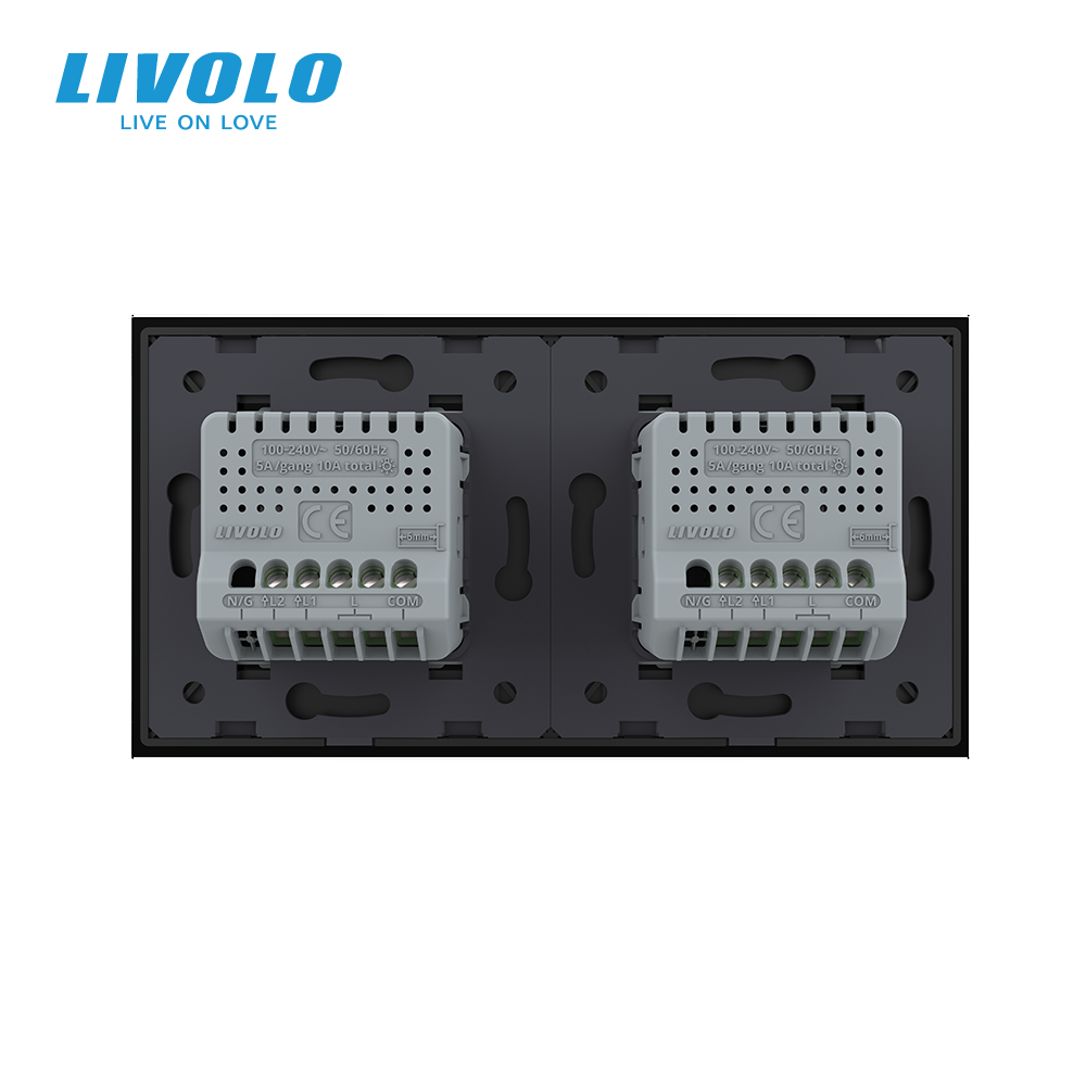 Сенсорний прохідний/перехресний вимикач 4 сенсора (2-2) LIVOLO чорний матове скло Коломия - фото 9