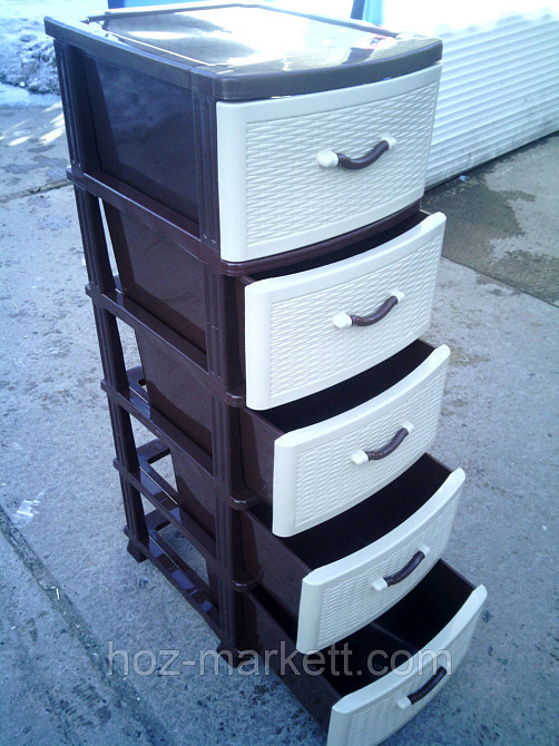 Комод пластиковий на 5 ящиків виробництва Україна беж із коричневим Харків - фото 5