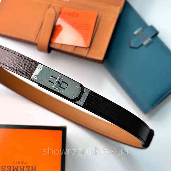 Вузький Шкіряний Ремінь Hermès для жінок кавового кольору (280-2) Київ