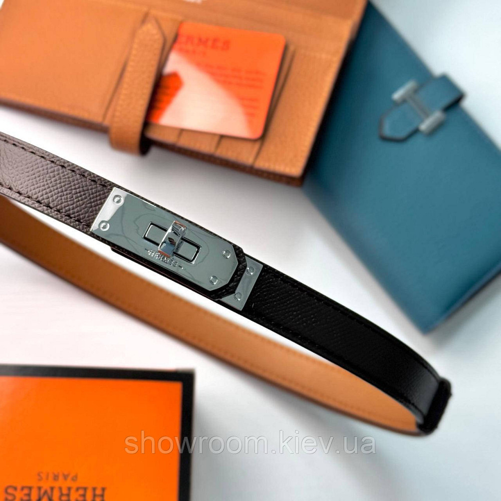 Вузький Шкіряний Ремінь Hermès для жінок кавового кольору (280-2) Київ - фото 4