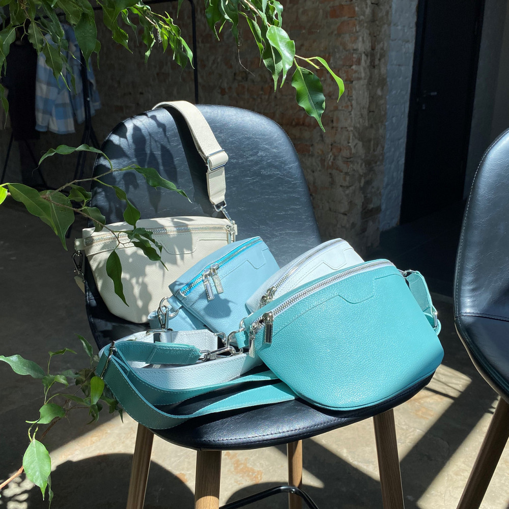 Бананка шкіряна жіноча, поясна сумка якісна на кожен день, м'ятнаMasterSem Київ - фото 5