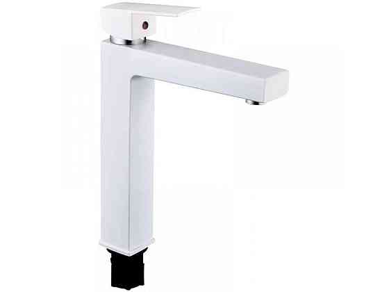 Змішувач на умивальник білий KUBUS-001 HIGH SET WHITE (з підведенням) ТМ PLAMIX Київ