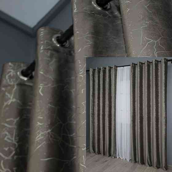 Комплект штор на люверсах VR-Textil Оксамит (бархат) Афіна № 1316ш Какао 150х270 см 2 шт (37-0084) Київ