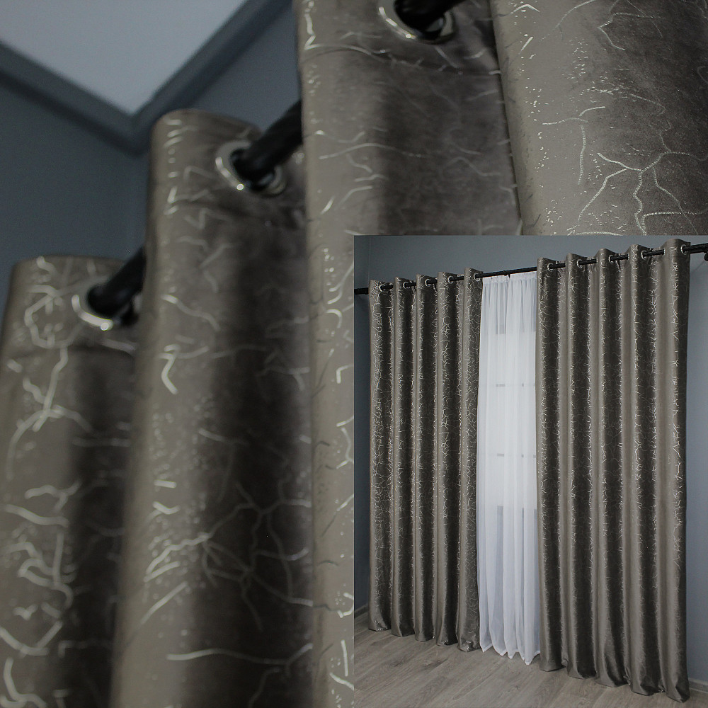 Комплект штор на люверсах VR-Textil Оксамит (бархат) Афіна № 1316ш Какао 150х270 см 2 шт (37-0084) Київ - фото 1