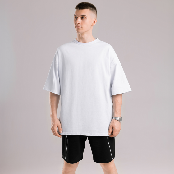 Однотонна біла футболка для чоловіків. Чоловіча біла футболка оверсайз Pobedov Nude Київ