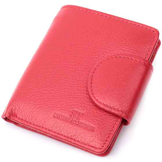 Вертикальний гаманець для яскравих жінок із натуральної шкіри ST Leather 22702 Червоний Київ