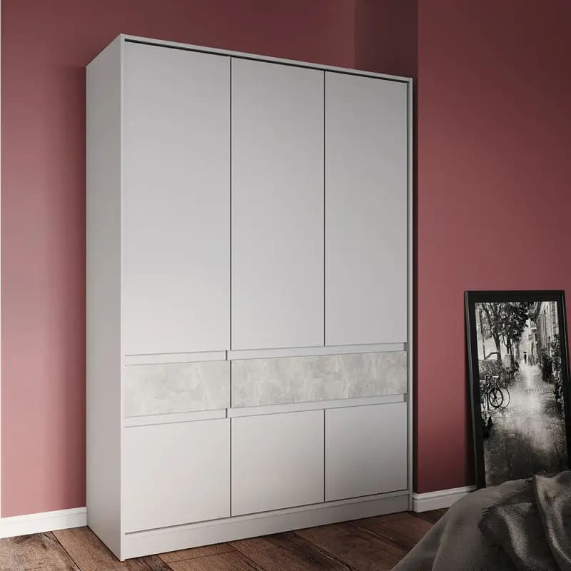 Шкаф распашный для одежды с выдвижными ящиками (полки - штанга) Эверест Стайл-1400 140х53х203 см Кашемир/Бетон (DTM-071164) Днепр - изображение 1