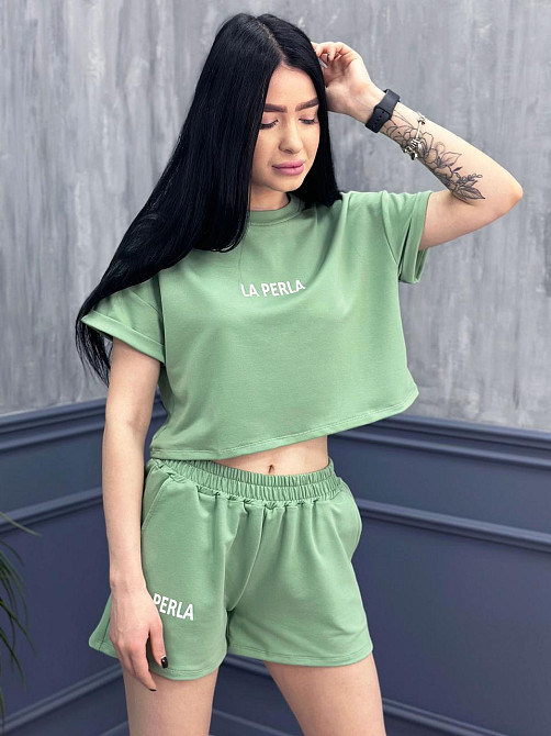 Костюм спортивний з шортами "La perla" оптом | Розпродаж моделі Київ - фото 3