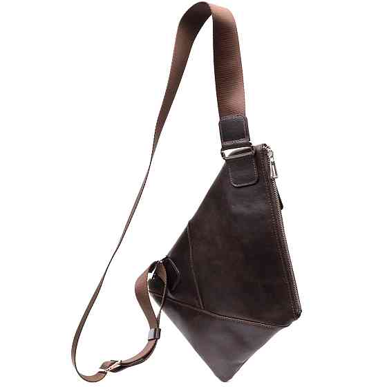 Стильная мужская сумка на плече из натуральной кожи GRANDE PELLE 11669 Коричневая Киев