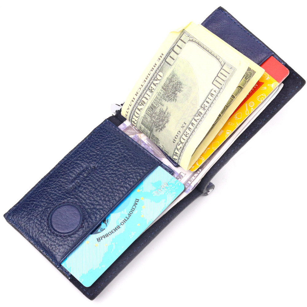 Отличный мужской зажим из зернистой кожи Синий (KARYA) Киев - изображение 1