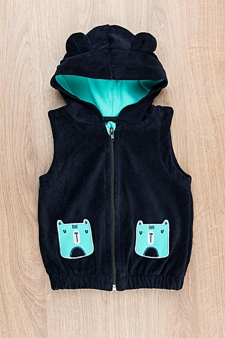 Жилет велюровый ясельный для малышей топ Крохатушка одяг 80, Велюр, Молния, Топ Киев - изображение 1