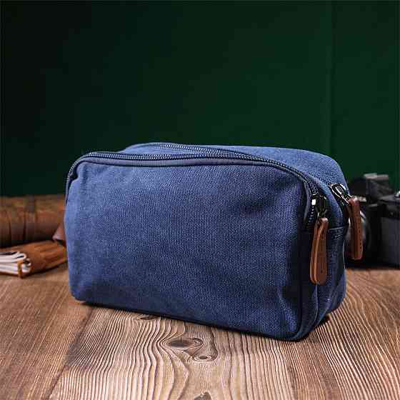Зручна барсетка для чоловіків на два відділення із якісного текстилю Vintage 22234 Синій Київ