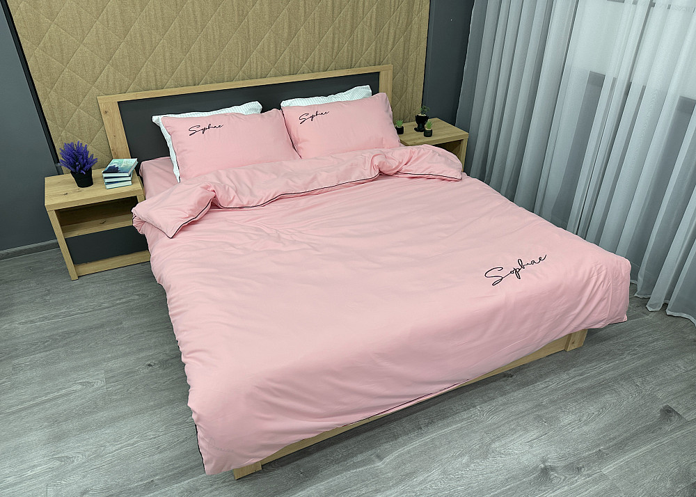 Комплект постільної білизни Сатин, Євро 200х230 Рожевий (88-138) Київ - фото 3