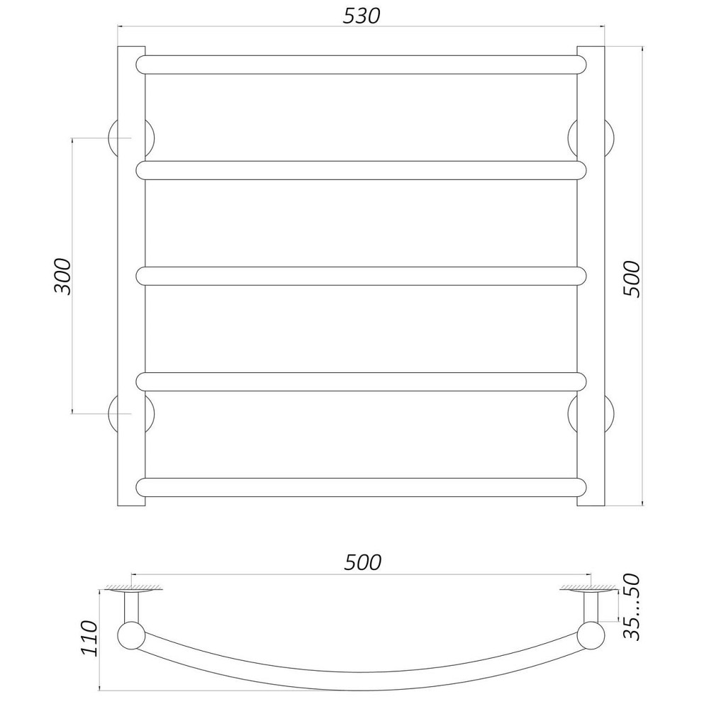 Сушарка для рушників UNIO LD W 500-500-5 Драбинка Дуга вода Київ - фото 4