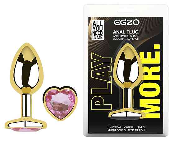 Анальна пробка з кристалом EGZO - Gold Heart Plug Pink size S Sex Aura Київ