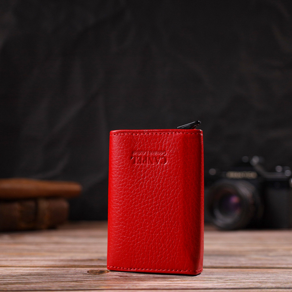 Жіночий картхолдер у три складання з автоматичним механізмом з натуральної шкіри флотар CANPELLINI 21933 Червоний Київ - фото 8