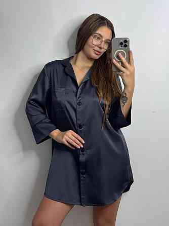 Жіноча нічна сорочка подовжена шовкова ХL Графітовий Харків