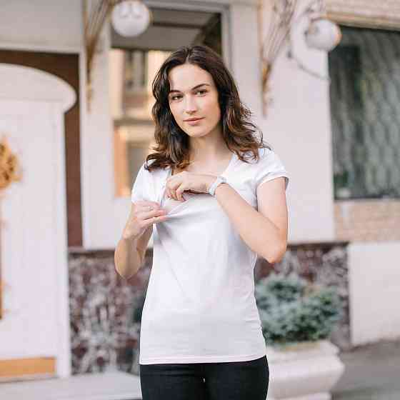 Футболка для вагітних і годуючих-біла Київ