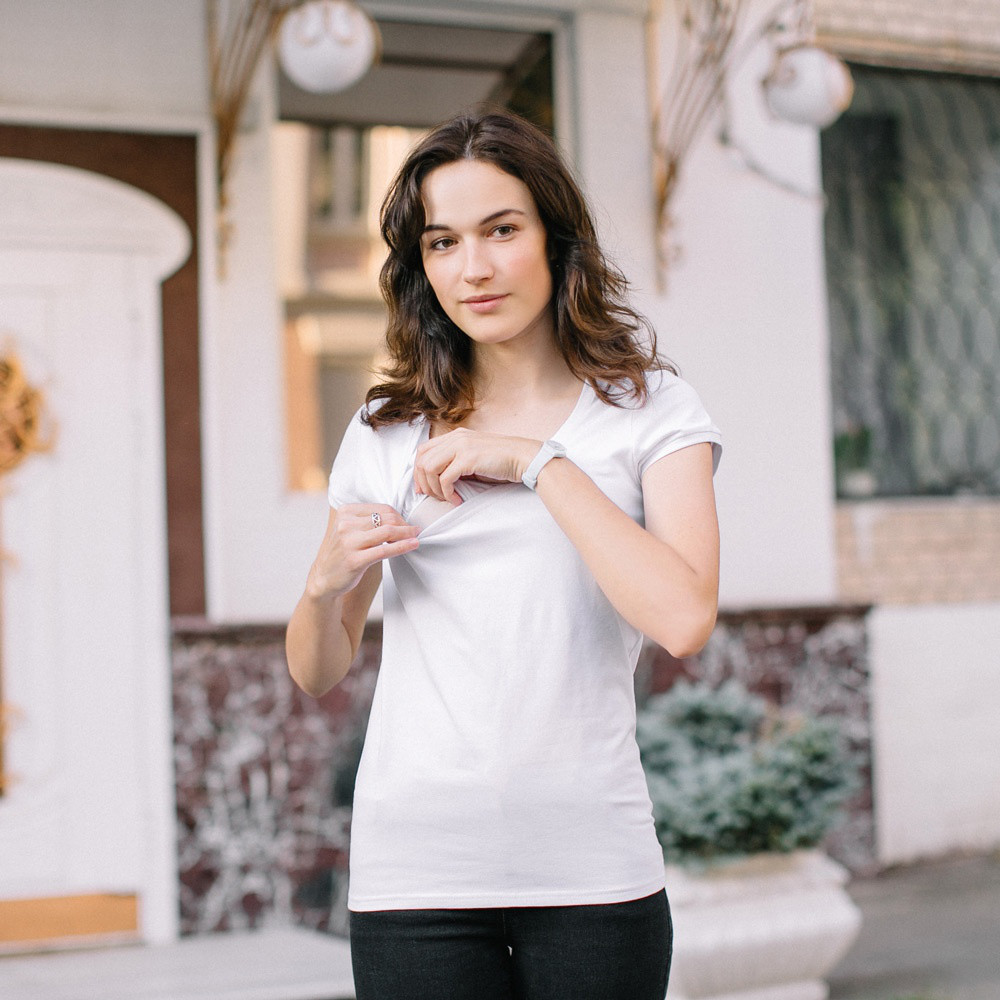 Футболка для вагітних і годуючих-біла Київ - фото 2