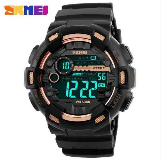 Мужские наручные часы Skmei Champion 1243A Черный с золотым Киев