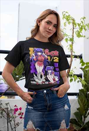 Футболка для мальчика аниме Схампоо Румико Такахасхи Ранма оверсайз (рост от 165 до 180 ) Черний AnimeJ0512m Днепр