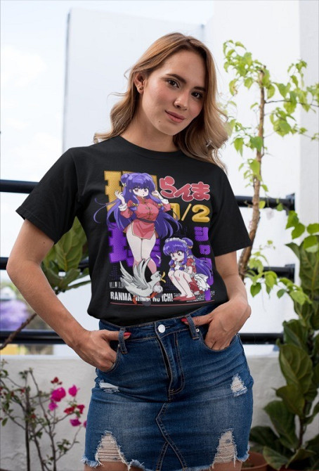 Футболка для хлопчика з аніме принтом Схампоо Руміко Такахасхі Ранма оверсайз (зріст від 165 до 180) Чорний AnimeJ0512m Дніпро - фото 1