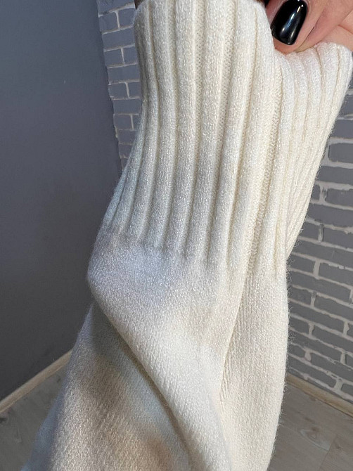 Сукня жіноча Accorddream 2858 светр довга оверсайз комір стійка розріз one size, молочний, one size Київ - фото 14