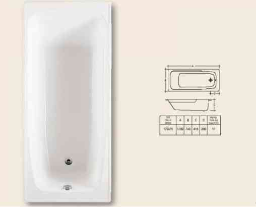 Прямокутна акрилова ванна RAK Ceramics Orient (1700x750x415 мм) Бежева Вінниця