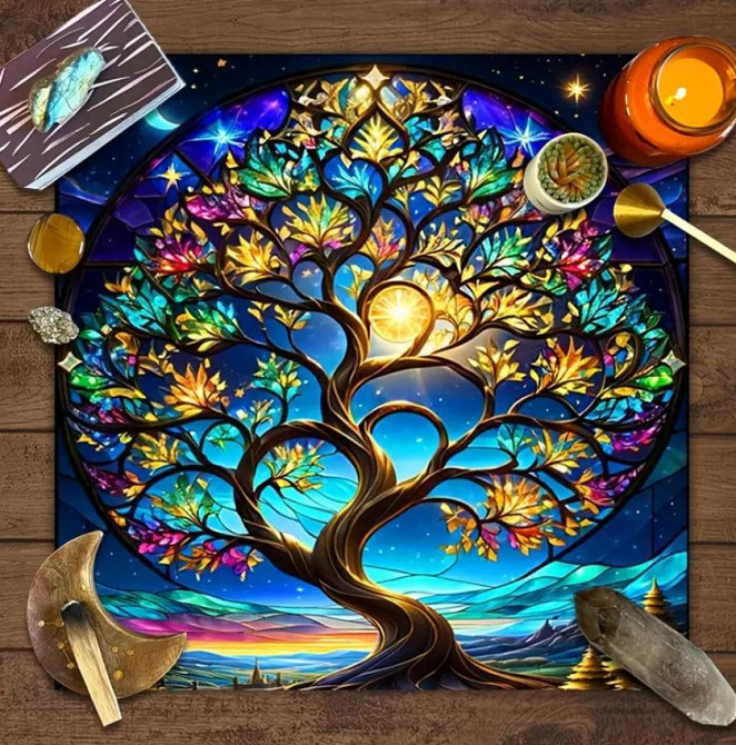 Алтарная скатерть для карт Таро и Рун. Скатерть для гадания 49*49 см. Древо жизни Киев - изображение 1