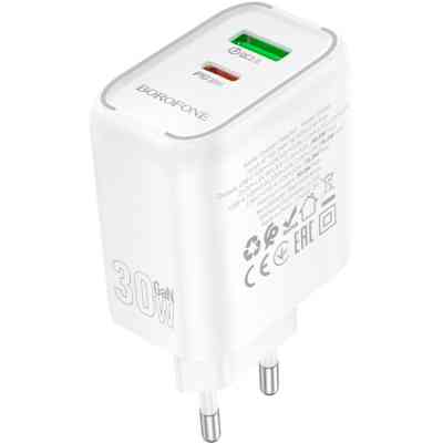 Зарядное устройство BOROFONE BA89A Destello 1xUSB-C PD30W + 1xUSB QC3.0 White (6941991119361) Винница